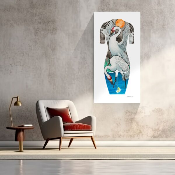 Swan print on a wall